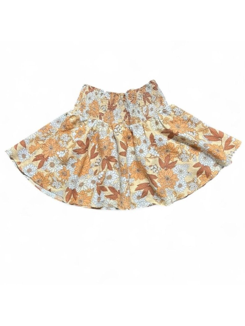 Floral Mini Skirt in Orange and Brown